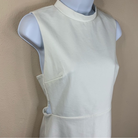 NEW Forever 21 White Cutout Bodycon Dress Mock Neck Sleeveless Stretch Large - Picture 4 of 11